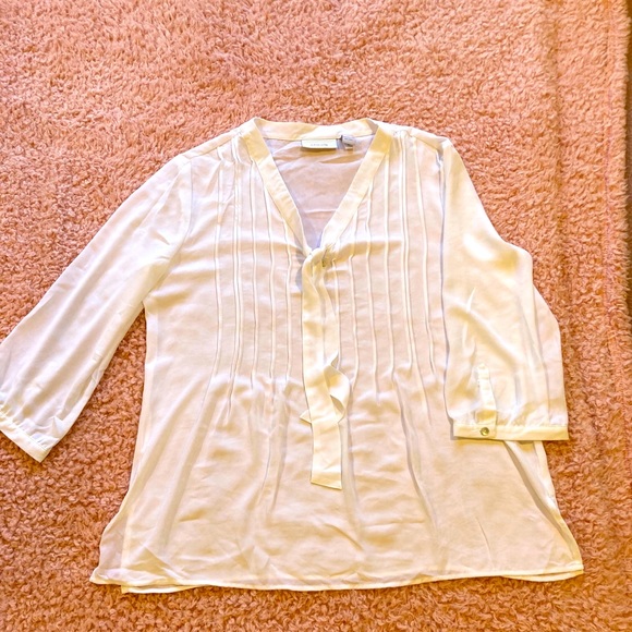 Chico’s Almost Sheer White Blouse Size 1 Career Sexy Office Work - Picture 1 of 3